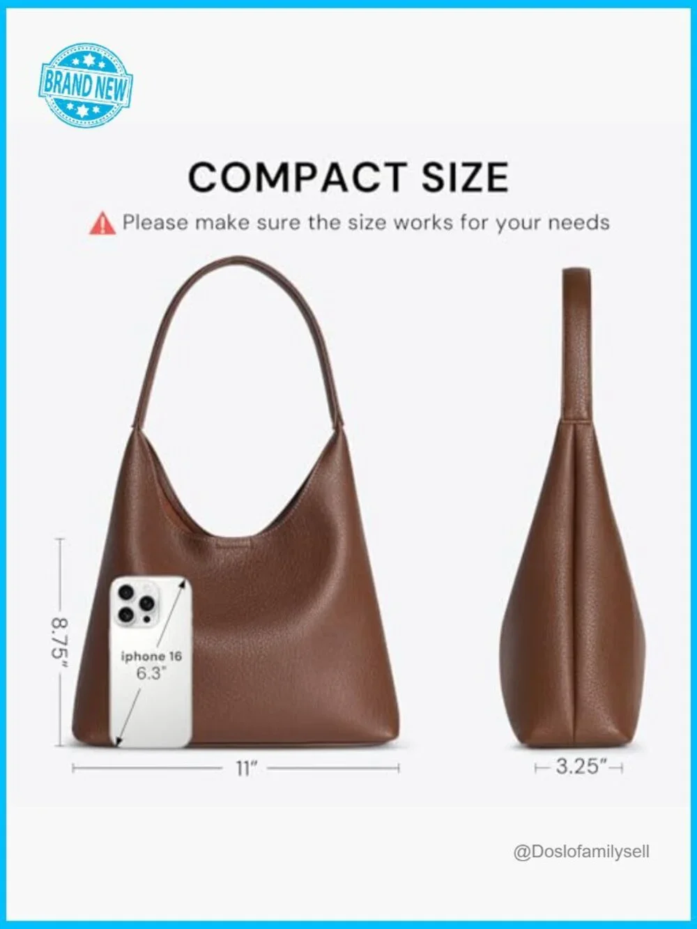 Small Slouchy Hobo Purse Vegan Leather Shoulder Bag Trendy Everyday Tote